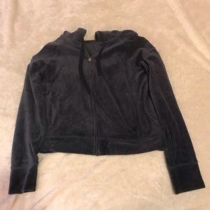 Aerie Navy Blue Velour Zip Up Hoodie